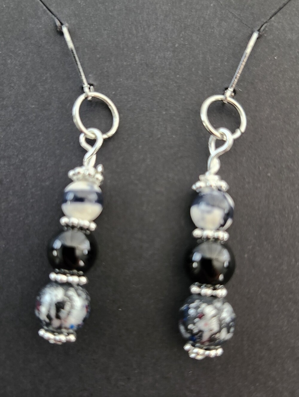 Drop Earrings Granite and Glass Handcrafted